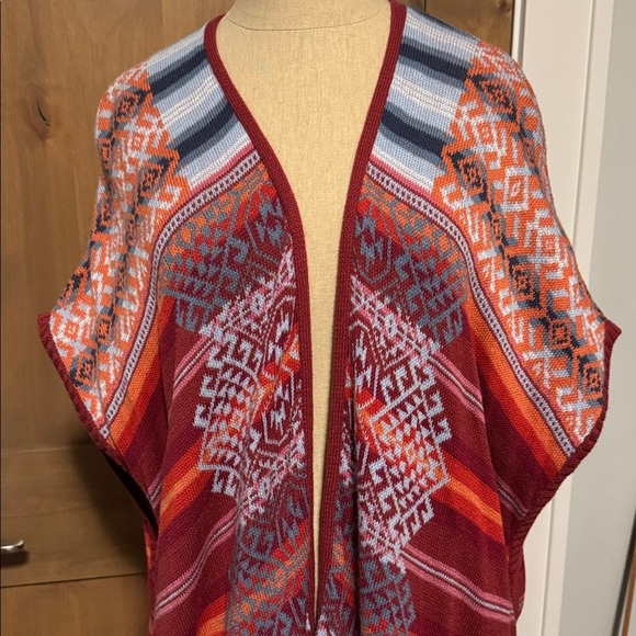 Eddie Bauer Knit Drape Phoenix Vest Womens XL Aztec Tribal Indian Fall colors - Picture 2 of 11